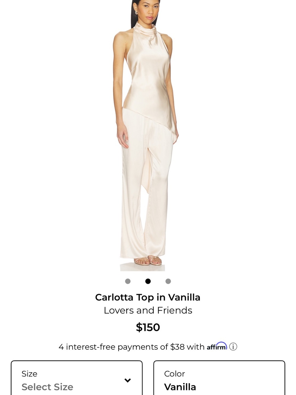 Lovers + Friends Carlotta Wide-Leg Satin Pants in Vanilla SET